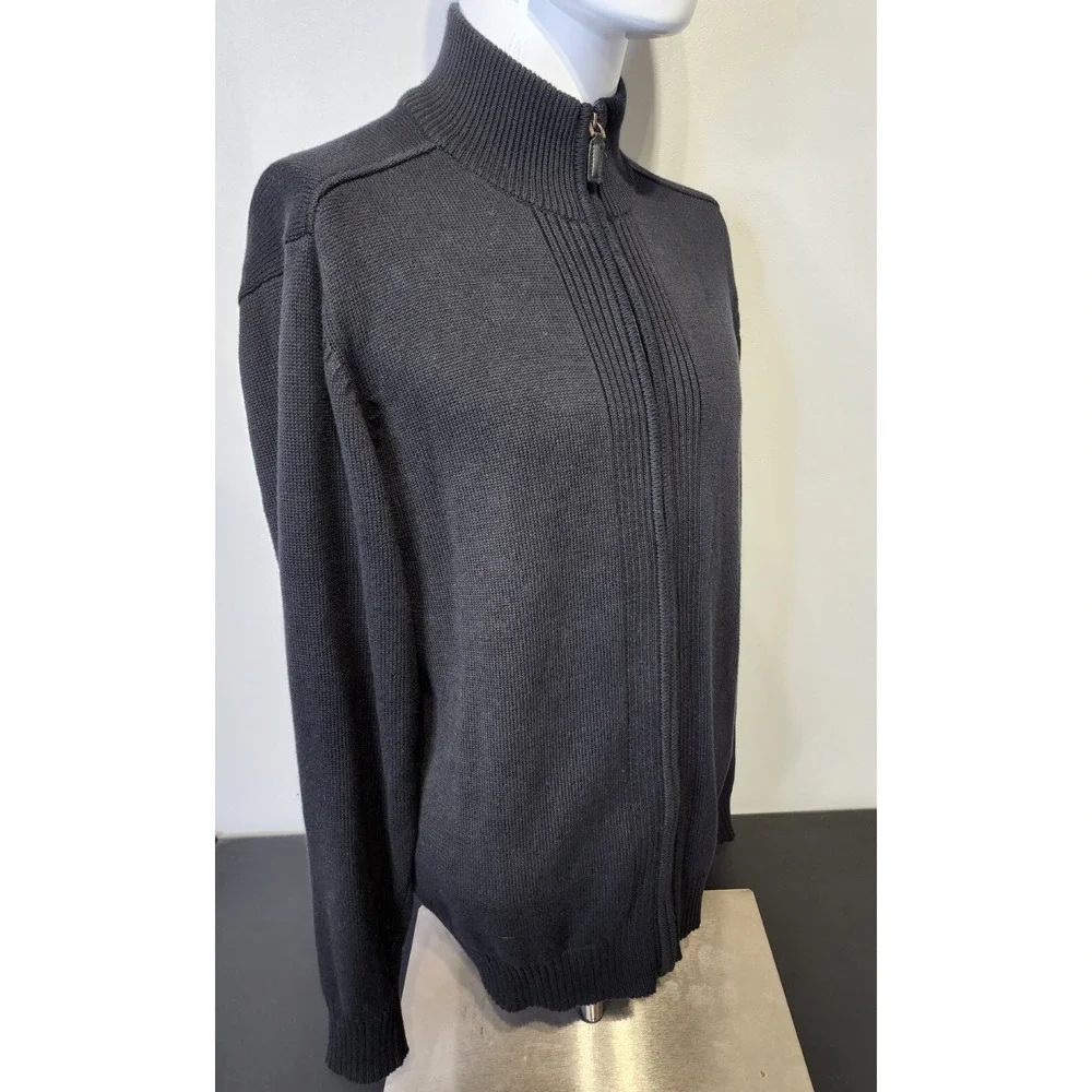 Oscar De La Renta Mens‎ Size Large Pullover Full Zipper Sweater Black Casual